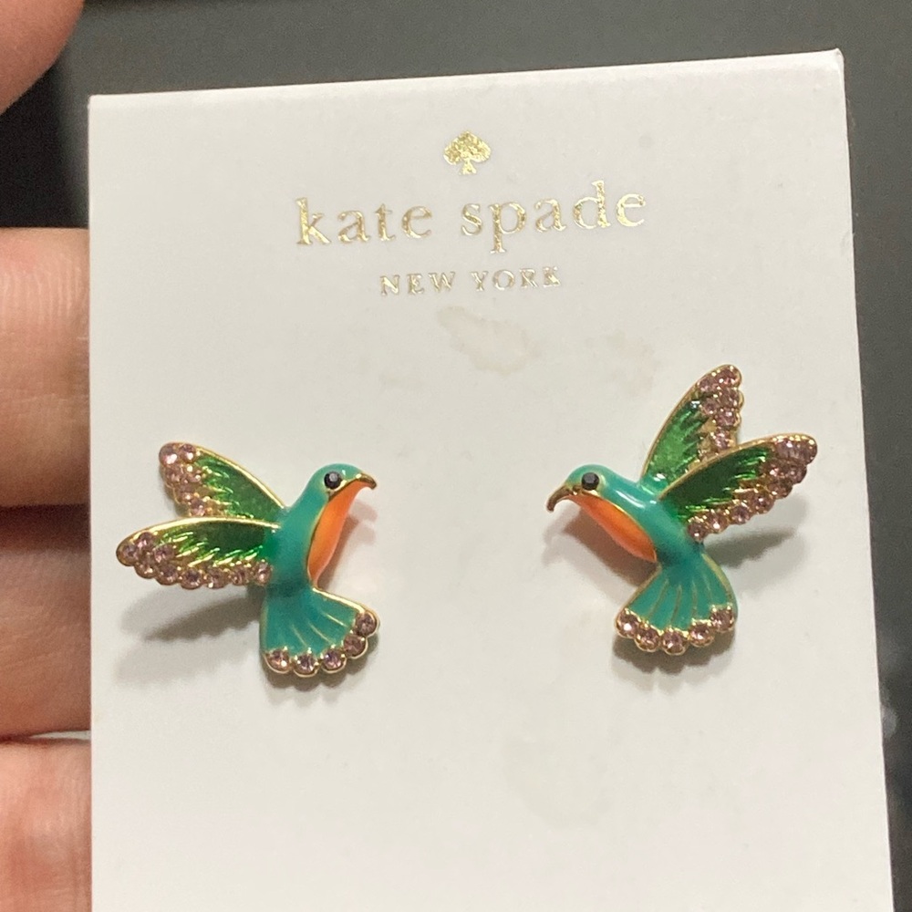 🎉SOLD!🎉NEW! Kate Spade Earrings.Cute Hummingbird in green & gold. Best offer🌺